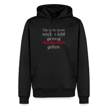 ich habe heute noch nicht genug verrücktes getan - Männer Premium Bio Hoodie - Schwarz - Vorne - Nico (187cm)