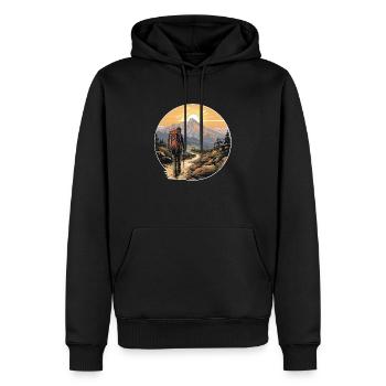 Vintage Hiking Logo - Männer Premium Bio Hoodie - Schwarz - Vorne - Nico (187cm)