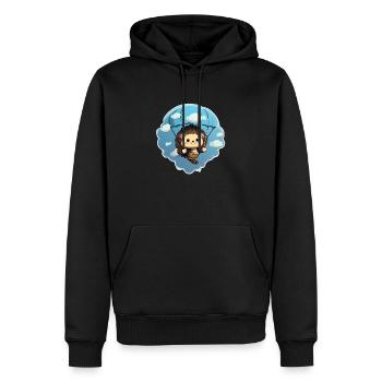 Igel Fallsschirmsprung - Männer Premium Bio Hoodie - Schwarz - Vorne - Nico (187cm)
