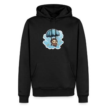Igel mit Fallschirm - Männer Premium Bio Hoodie - Schwarz - Vorne - Nico (187cm)