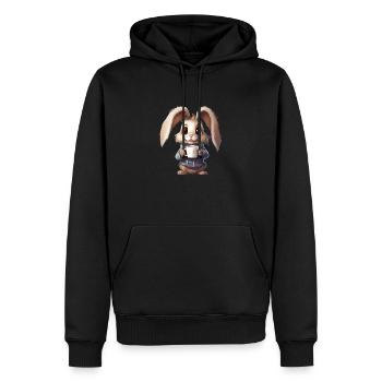 Hase am Morgen - Männer Premium Bio Hoodie - Schwarz - Vorne - Nico (187cm)