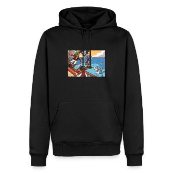 Piratenkind auf der Planke - Männer Premium Bio Hoodie - Schwarz - Vorne - Nico (187cm)