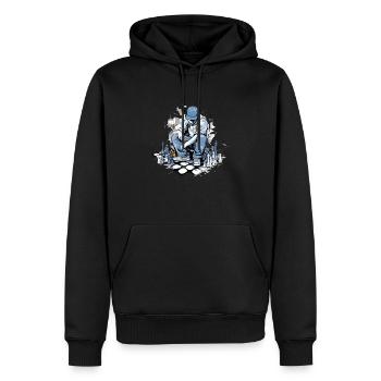 Schachmeditation Nr. 2 - Männer Premium Bio Hoodie - Schwarz - Vorne - Nico (187cm)