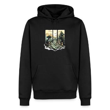 La route des échecs - Sweat à capuche Premium bio Homme - noir - Devant - Nico (187cm)