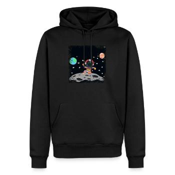 Astronaut red white grunge - Men’s Premium Organic Hoodie - black - Front - Nico (187cm)