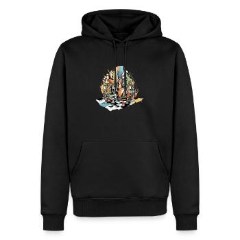 Composition échiquéenne n°6 - Sweat à capuche Premium bio Homme - noir - Devant - Nico (187cm)