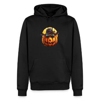 Citrouille d’Halloween fraîche avec lunettes de soleil - Sweat à capuche Premium bio Homme - noir - Devant - Nico (187cm)