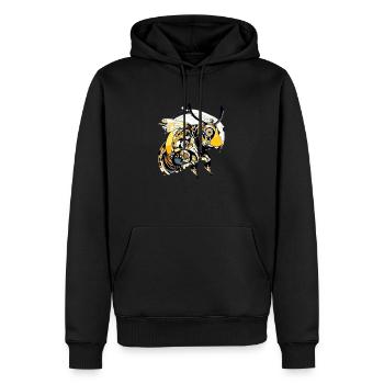 Die Greta-Biene - Männer Premium Bio Hoodie - Schwarz - Vorne - Nico (187cm)