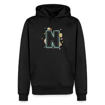 Buchstabe n Fahrzeug - personalisiertes Kindergeschenk - Männer Premium Bio Hoodie - Schwarz - Vorne - Nico (187cm)