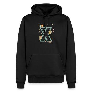 Buchstabe x Fahrzeug - personalisiertes Kindergeschenk - Männer Premium Bio Hoodie - Schwarz - Vorne - Nico (187cm)