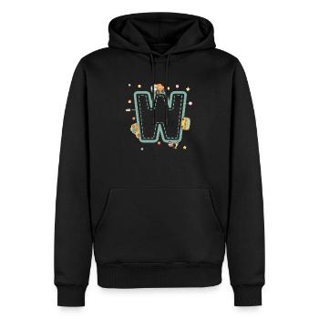 Buchstabe w Fahrzeug - personalisiertes Kindergeschenk - Männer Premium Bio Hoodie - Schwarz - Vorne - Nico (187cm)