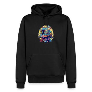 Arcade retro gaming - Sweat à capuche Premium bio Homme - noir - Devant - Nico (187cm)