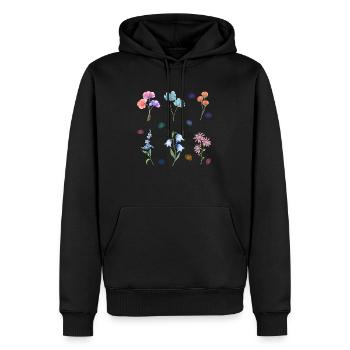 Aquarell-Blumen - Männer Premium Bio Hoodie - Schwarz - Vorne - Nico (187cm)