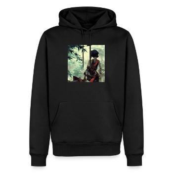 Bamboo Girl - Männer Premium Bio Hoodie - Schwarz - Vorne - Nico (187cm)