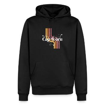 Capricorno retro oroscopo - Felpa con cappuccio ecologica premium da uomo - nero - Fronte - Nico (187cm)