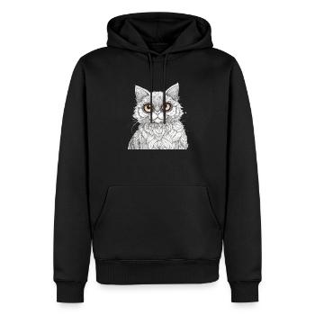 Ojon Katze - Männer Premium Bio Hoodie - Schwarz - Vorne - Nico (187cm)