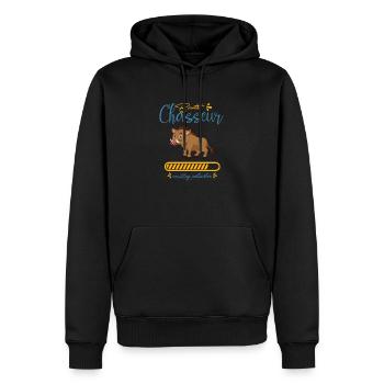bientôt chasseur t-shirt chasseur sanglier - Sweat à capuche Premium bio Homme - noir - Devant - Nico (187cm)