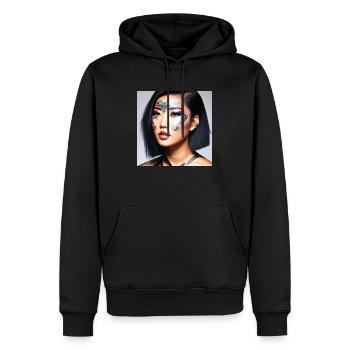 Female Face Tattoo Cyber Girl Retrofuturism - Men’s Premium Organic Hoodie - black - Front - Nico (187cm)