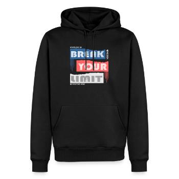 Überschreiten Sie Ihre Grenzen - Männer Premium Bio Hoodie - Schwarz - Vorne - Nico (187cm)