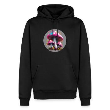 Champignon / Champignon / Prairie / Forêt / Goa / Psy - Sweat à capuche Premium bio Homme - noir - Devant - Nico (187cm)