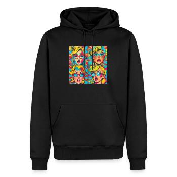 funny pop art - Sweat à capuche Premium bio Homme - noir - Devant - Nico (187cm)