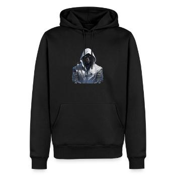 stiller Schatten - Männer Premium Bio Hoodie - Schwarz - Vorne - Nico (187cm)