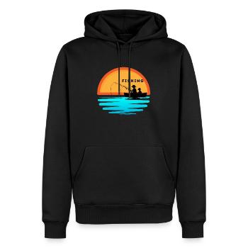 Fischen - Männer Premium Bio Hoodie - Schwarz - Vorne - Nico (187cm)