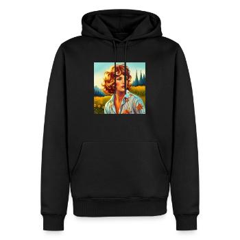 70`s Woman - Männer Premium Bio Hoodie - Schwarz - Vorne - Nico (187cm)