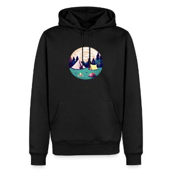 Camping Caravane Camp Cadeau Camping Camper - Sweat à capuche Premium bio Homme - noir - Devant - Nico (187cm)