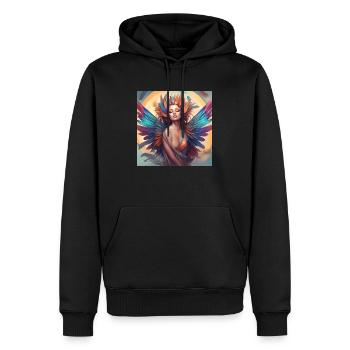 Elfe arc-en-ciel7 - Sweat à capuche Premium bio Homme - noir - Devant - Nico (187cm)