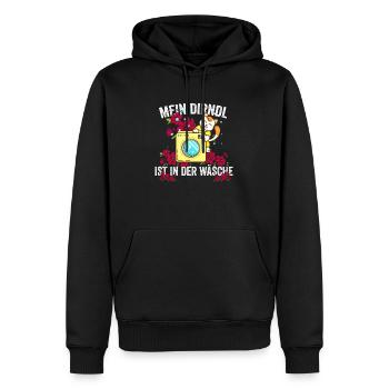 Mein Dirndl ist in der Wäsche Trachten Shirt Damen - Männer Premium Bio Hoodie - Schwarz - Vorne - Nico (187cm)