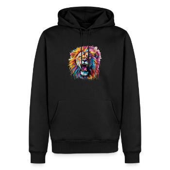 crinière colorée - Sweat à capuche Premium bio Homme - noir - Devant - Nico (187cm)