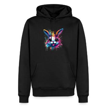 lapin coloré - Sweat à capuche Premium bio Homme - noir - Devant - Nico (187cm)