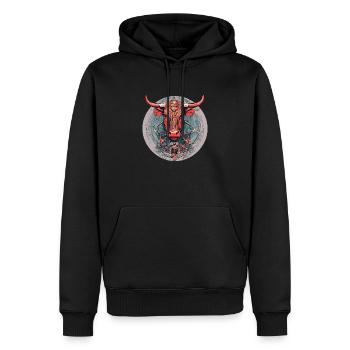 Vache - Sweat à capuche Premium bio Homme - noir - Devant - Nico (187cm)