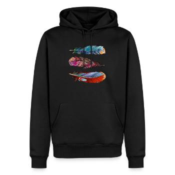 Feder - Männer Premium Bio Hoodie - Schwarz - Vorne - Nico (187cm)