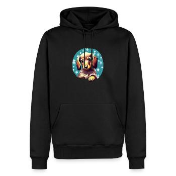 Dachshund Hund Weihnachten Dackelwelpe Winter - Männer Premium Bio Hoodie - Schwarz - Vorne - Nico (187cm)