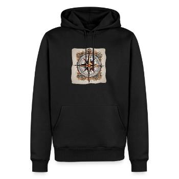 Kompass / Himmelsrichtung / Reisen / Survival - Männer Premium Bio Hoodie - Schwarz - Vorne - Nico (187cm)