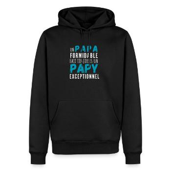 Un papa formidable et papy exceptionnel - Sweat à capuche Premium bio Homme - noir - Devant - Nico (187cm)