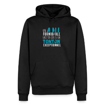 Un ami formidable et tonton exceptionnel - Sweat à capuche Premium bio Homme - noir - Devant - Nico (187cm)