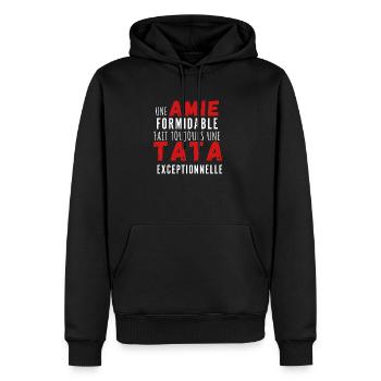 Une amie formidable et une tata exceptionnelle - Sweat à capuche Premium bio Homme - noir - Devant - Nico (187cm)