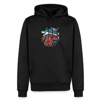 Hai - Männer Premium Bio Hoodie - Schwarz - Vorne - Nico (187cm)