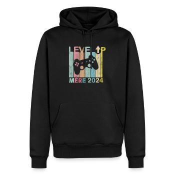 Homme Papa 2024 Futurs Parents Level Up Joueur - Sweat à capuche Premium bio Homme - noir - Devant - Nico (187cm)