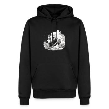 Bateau dans les vagues n°2 - Sweat à capuche Premium bio Homme - noir - Devant - Nico (187cm)