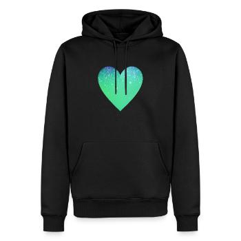 Saint-Valentin, Fête des mères, Amour, Fiançailles, Mariage - Sweat à capuche Premium bio Homme - noir - Devant - Nico (187cm)