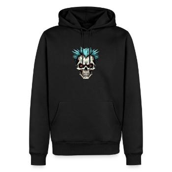 Cute Punk Skull / Kawaii Punk Skull - Men’s Premium Organic Hoodie - black - Front - Nico (187cm)
