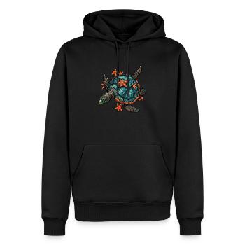 Tortue - Sweat à capuche Premium bio Homme - noir - Devant - Nico (187cm)