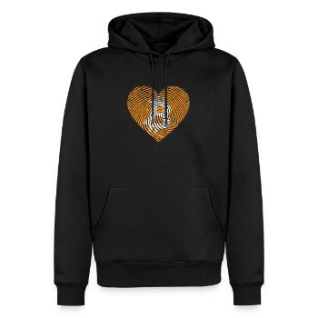 Cœur de Bitcoin - Sweat à capuche Premium bio Homme - noir - Devant - Nico (187cm)