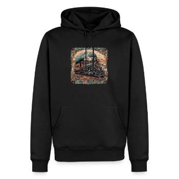 Zug / Lokomotive / Dampflok / Eisenbahn / Lock - Männer Premium Bio Hoodie - Schwarz - Vorne - Nico (187cm)