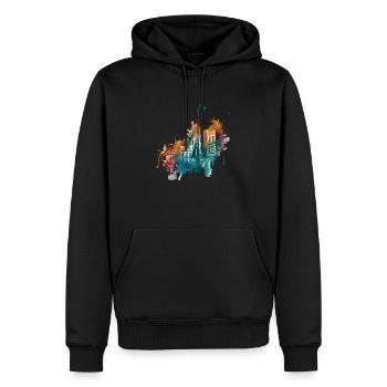 La Nouvelle-Orléans est une ville du sud des États-Unis - Sweat à capuche Premium bio Homme - noir - Devant - Nico (187cm)