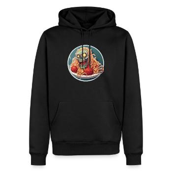 Eine Creepy Pasta mit Zombie an Halloween - Männer Premium Bio Hoodie - Schwarz - Vorne - Nico (187cm)